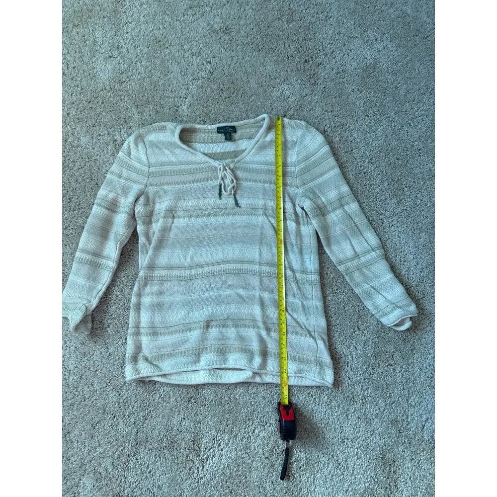Lauren Ralph Lauren Womens Cream Sweater Size M 100% Cotton Green Tag‎ Indie
